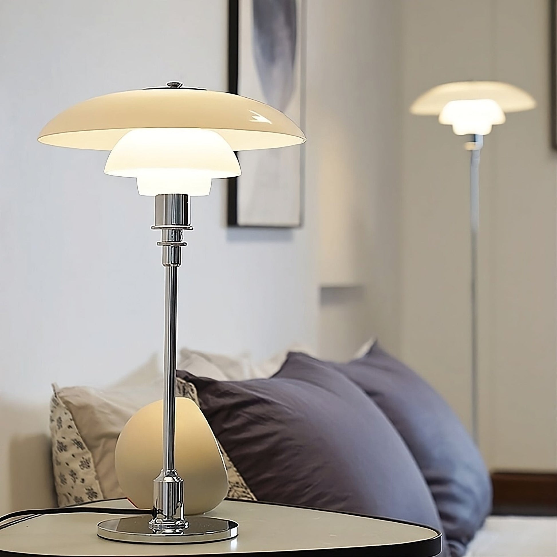 Lampe de Chevet Blanc et Argent