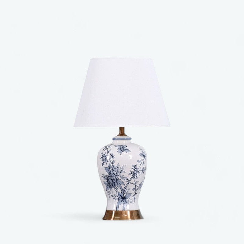 Lampe de Chevet Céramique Blanche et Bleue