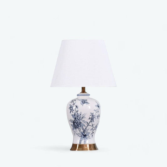 Lampe de Chevet Céramique Blanche et Bleue