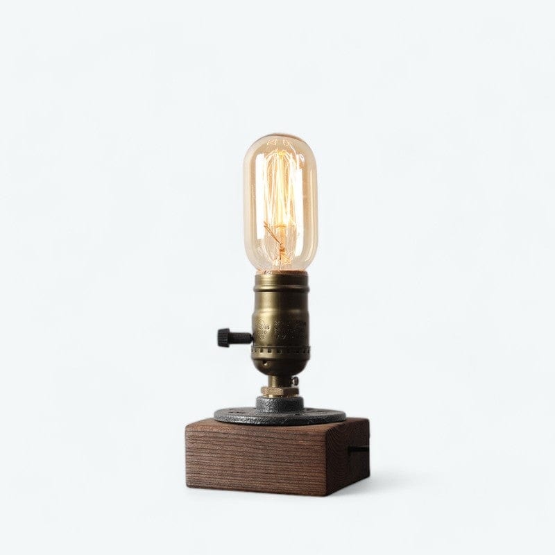 Lampe de Chevet en Métal et Bois Industriel