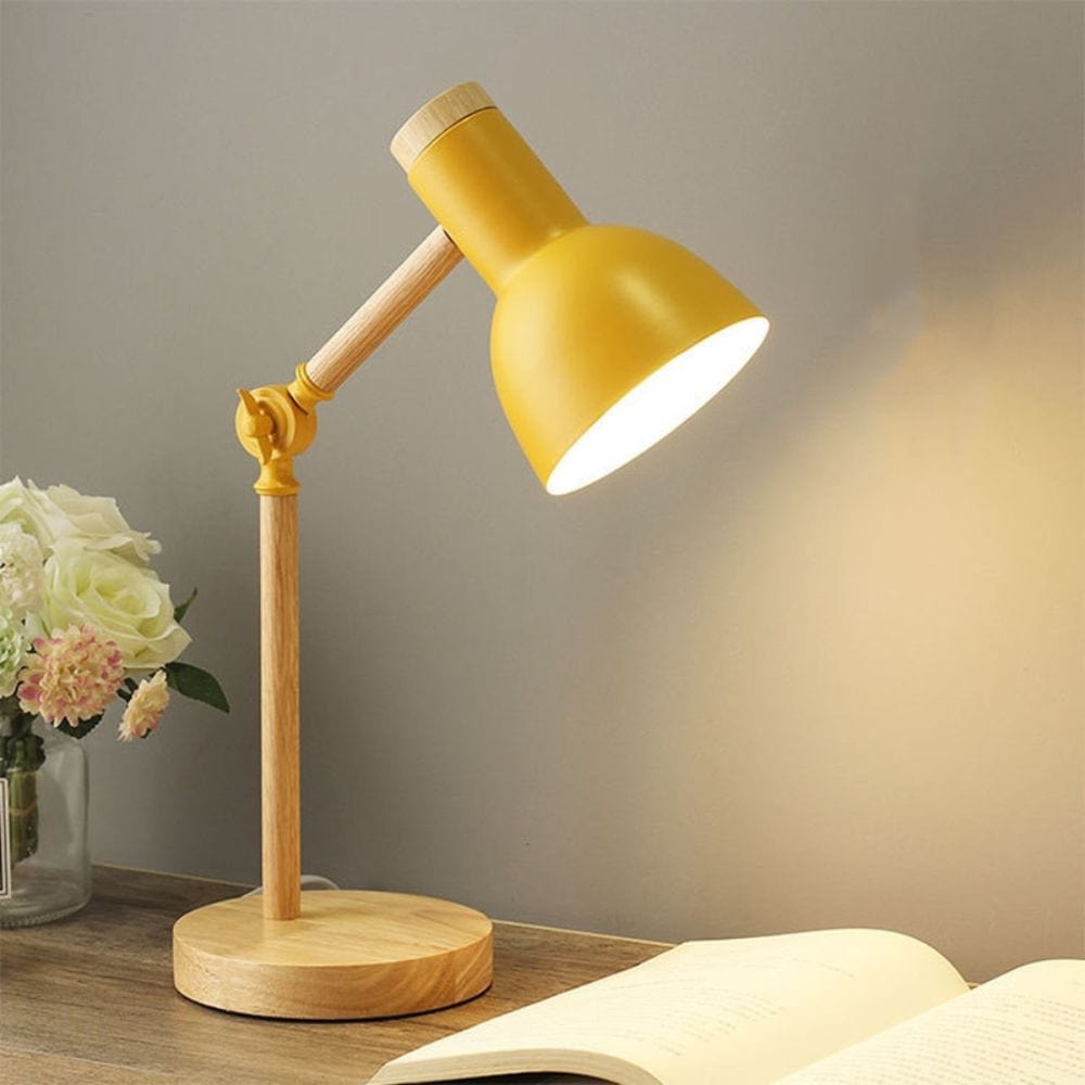 Lampe de Chevet Jaune et Bois Jaune